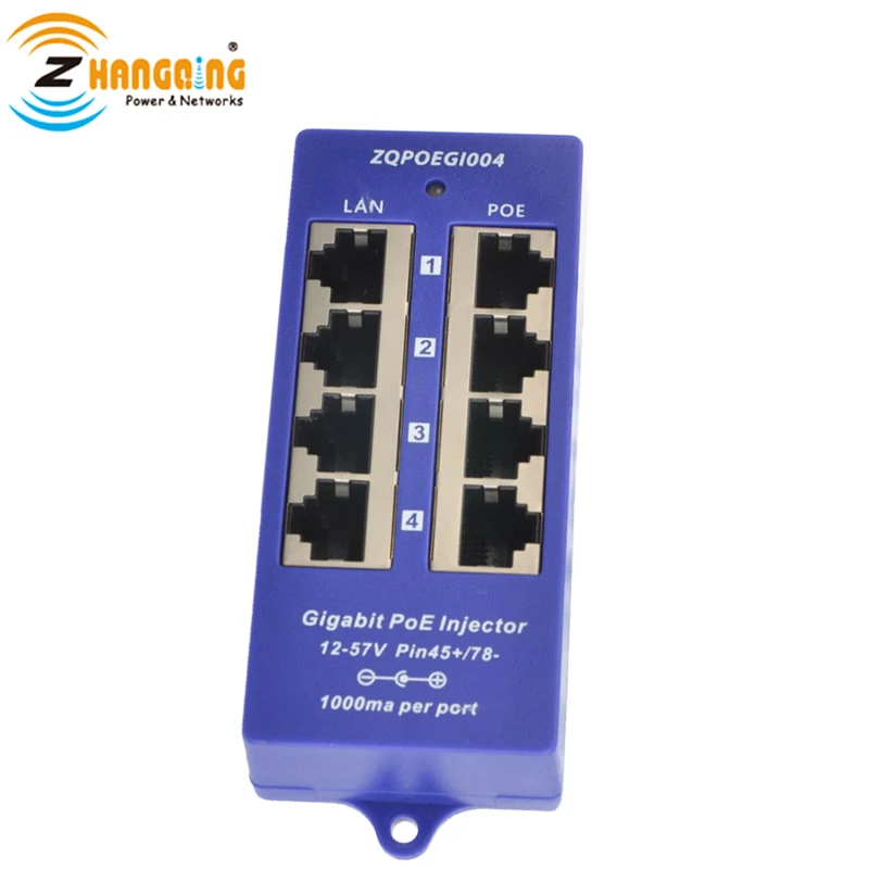 Горячая Распродажа 4 портовый гигабитный Инжектор PoE Midspan 24 в 48 режим работы B для IP