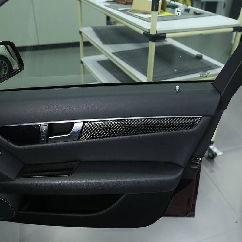 4 шт. Мягкого углеродного волокна для Mercedes Benz C Class W204 2007-2013 Аксессуары для автомобилей интерьерная декоративная накладка на панель двери.