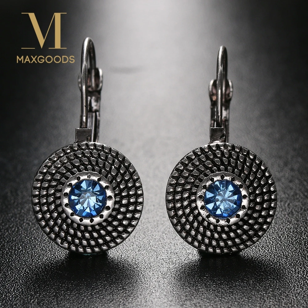 1 пара новые винтажные круглые дизайнерские синие серьги со стразами для женщин