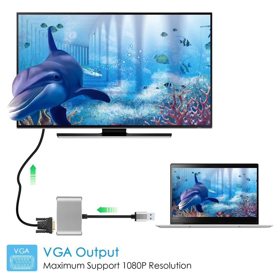 Адаптер Navceker с USB 3 0 на HDMI VGA адаптер для HD 1080P кабель преобразователя компьютеров