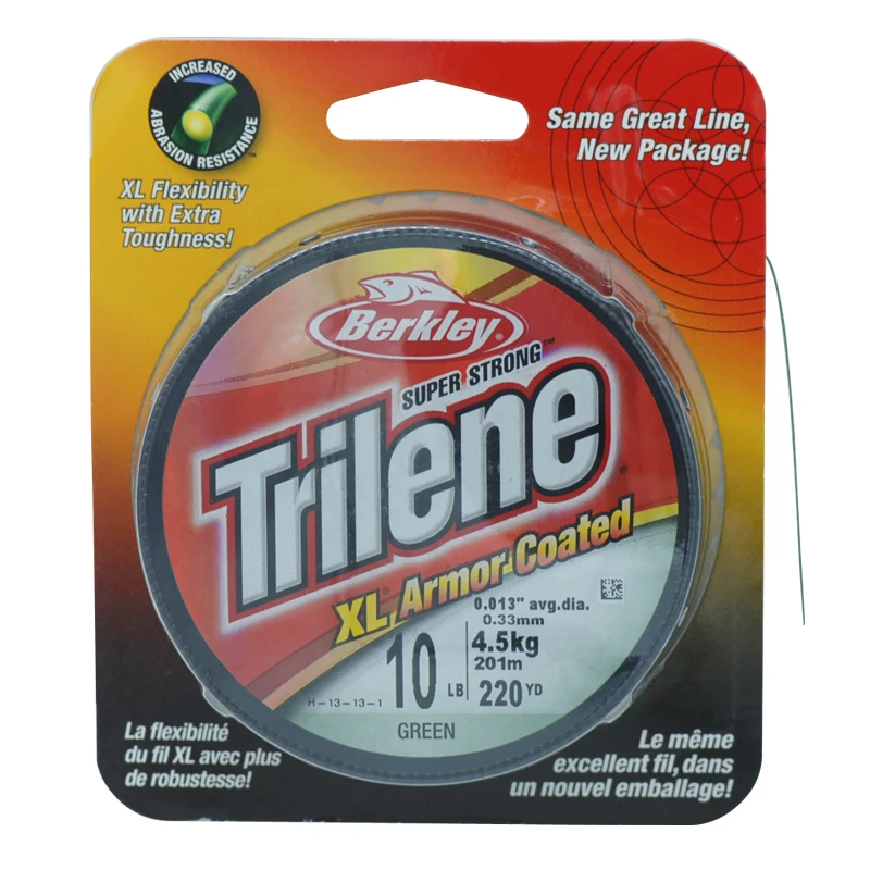Berkley TRILENE 201m 220yd нейлоновая рыболовная леска 6/10/12/14/17/20LB зеленая приманка