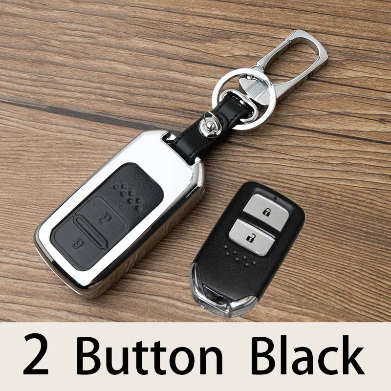 2 Button Black Цинковый сплав автомобильный чехол для брелка с ключом Защита кожи для Honda Accord Civic CRV CR-V Pilot Vezel XRV CRIDER Crosstour - Название цвета: 2 Button Black