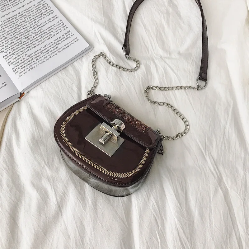 Fashion Sequined Shoulder Bag Quality Leather Chain Handbag Mini Saddle Bags Stitching Ladies Female Crossbody | Багаж и сумки