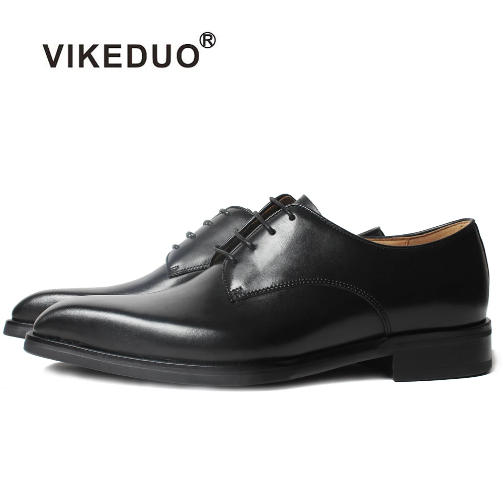 Мужские кожаные туфли VIKEDUO черные однотонные из натуральной телячьей кожи с