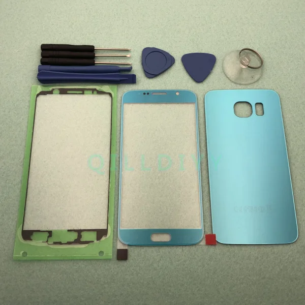 For S6 Sky blue S6 спереди Экран Стекло объектив+ задняя крышка аккумулятора задней стороны специально для Корпус для Samsung Galaxy S6 G920 G920F SM-G920F Замена - Цвет: For S6 Sky blue