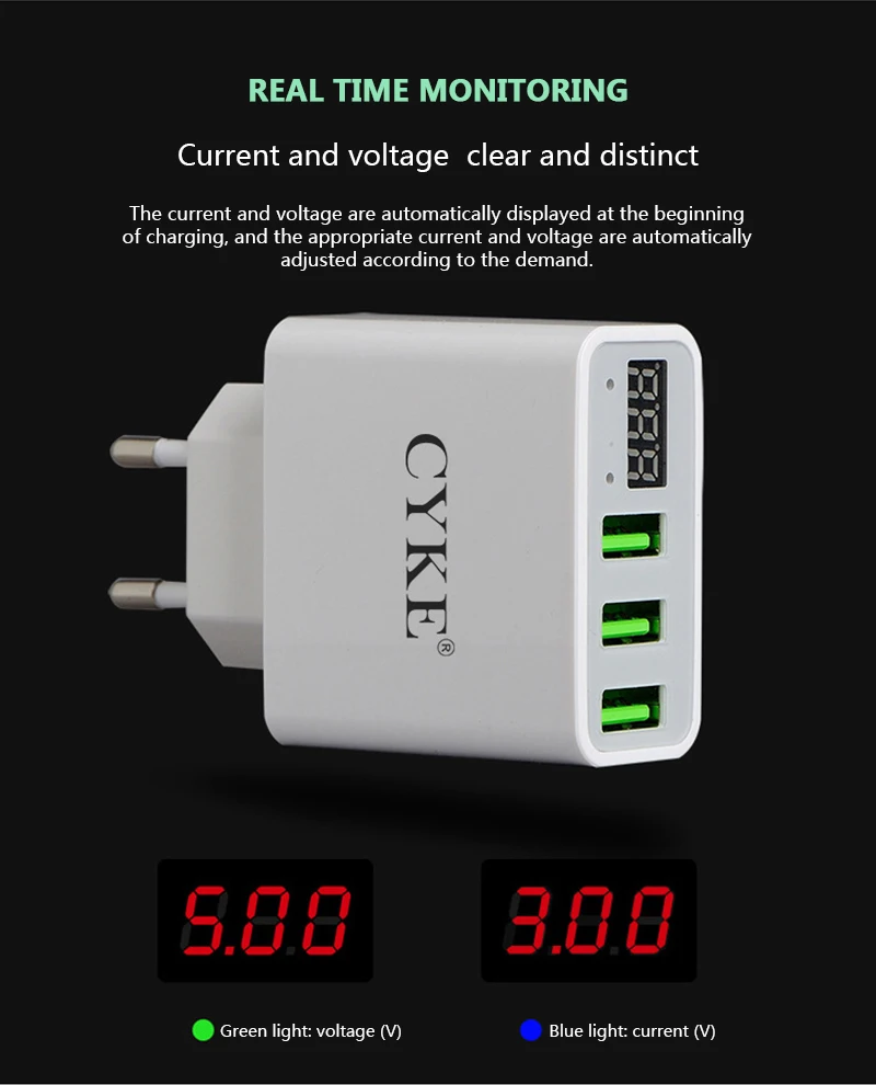 3 порта 5V3A быстрое USB зарядное устройство умный цифровой дисплей зарядная головка для планшета мобильного телефона зарядное устройство для Iphone X для samsung