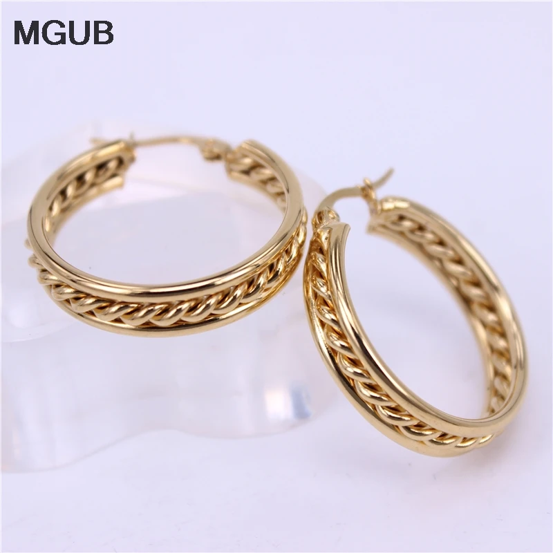 Женские серьги из нержавеющей стали шириной 6 мм 30 LH517|gold stainless steel earrings|gold earrings