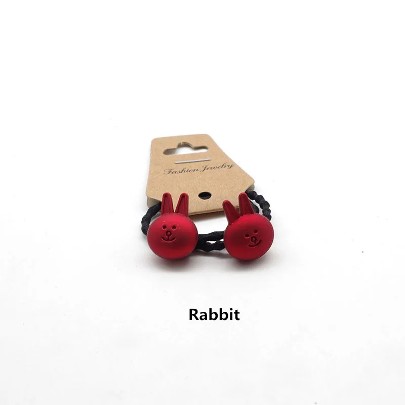 rabbit 2 шт., милый красный мультяшный галстук для волос, Детские эластичные резинки для волос, веревки для волос, головной убор для девочек, собака, кролик, медведь, Детские аксессуары для волос - Цвет: rabbit