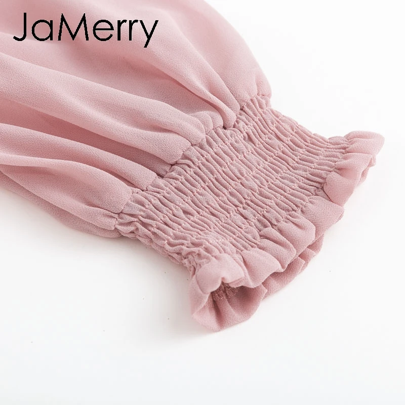 JaMerry винтажные сексуальные однотонные розовые черные Боди женские летние боди с пышными рукавами элегантные облегающие Женские вечерние повседневные Комбинезоны