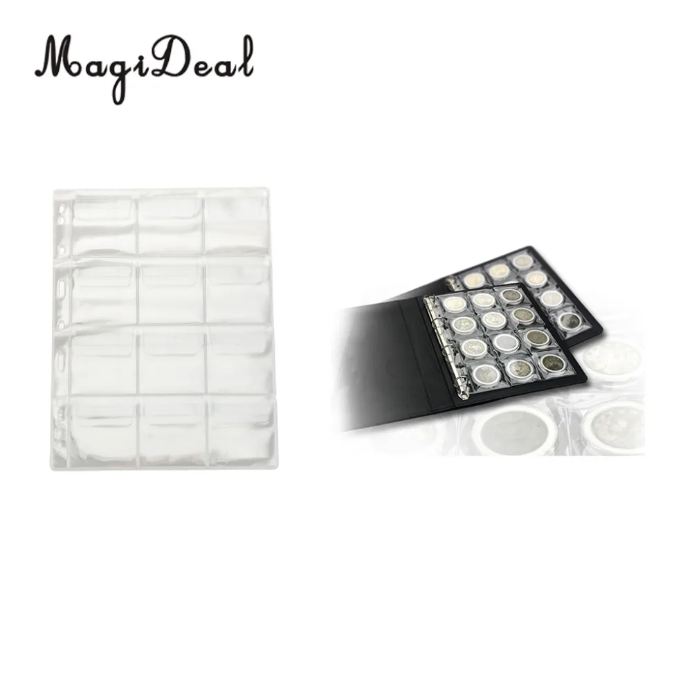 

Magideal 10Pcs/Lot Clear 12 Pocket Coin Capsules Album Pages Fashion decoration