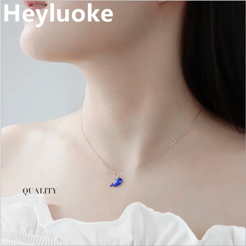

Jewelry Wholesale Korean Fashion Little blue whale Exquisite Creative Female Personality Pendant Necklace