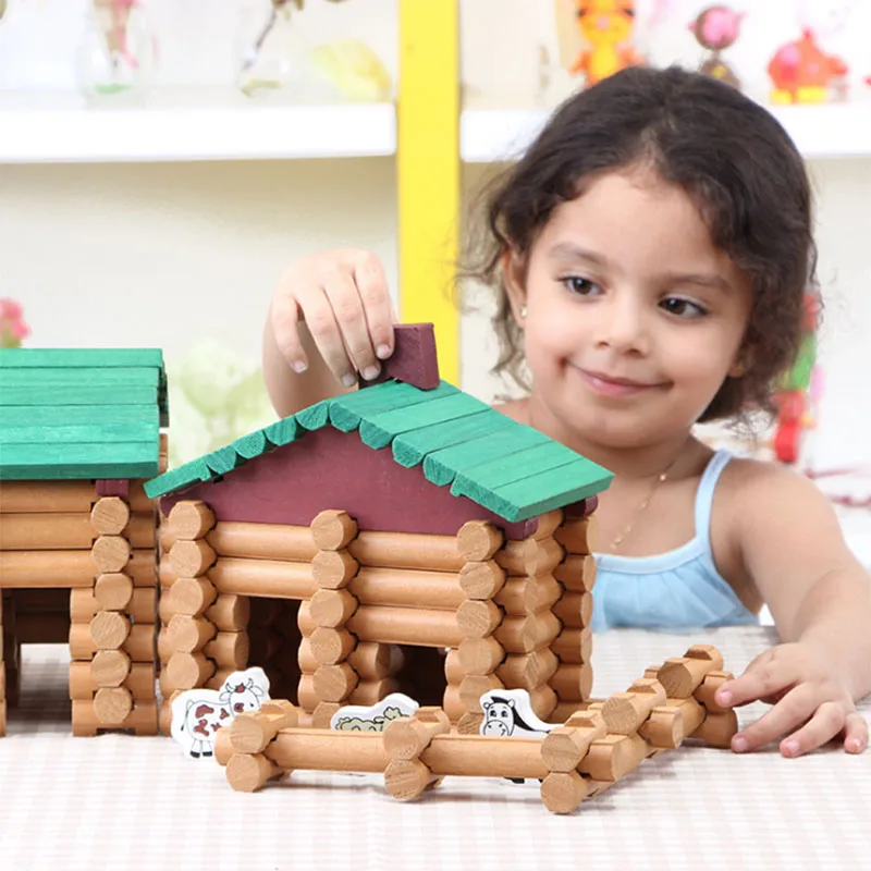 170 шт. детская деревянная кабина сборные блоки Дети лес бревно собрать вилла для