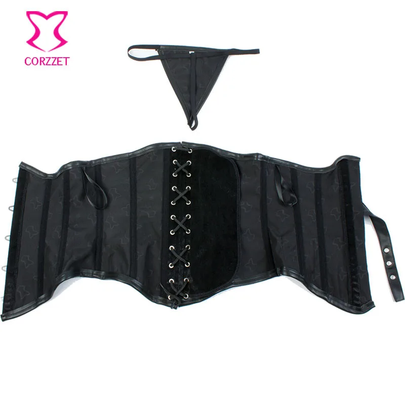 Черный фланелевый сексуальный корсет для талии со стальными косточками корсеты