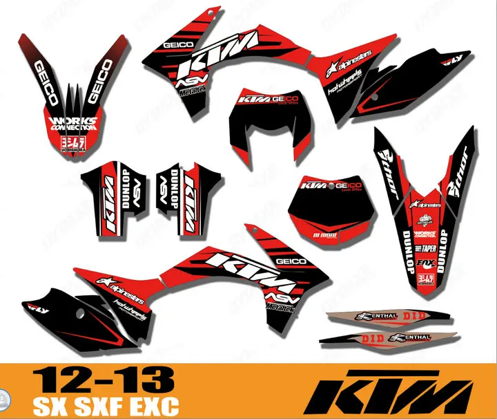 Индивидуальные графические наклейки для мотоцикла велосипеда фон KTM SX SXF XC XCF XCW W