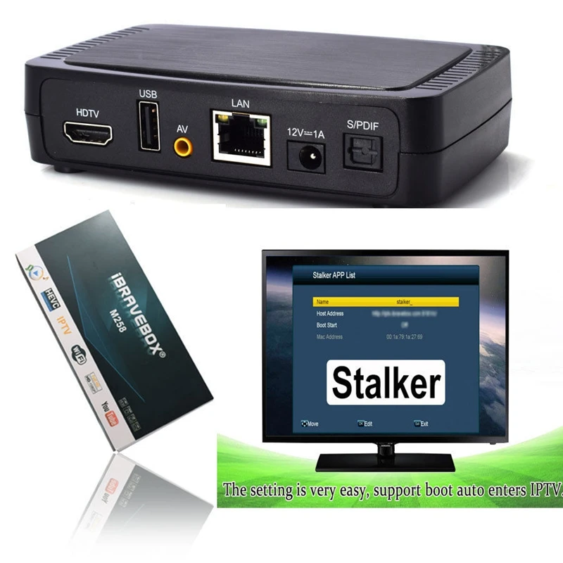 Ibravebox M258 Iptv/Отт приставка H.265 для сталкера быстрее Mag250/254 T7U6