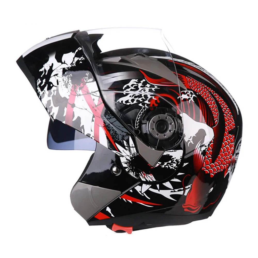 Флип шлем мотоцикл JIEKAI дышащий цветной мотоциклетный на все лицо с двойными