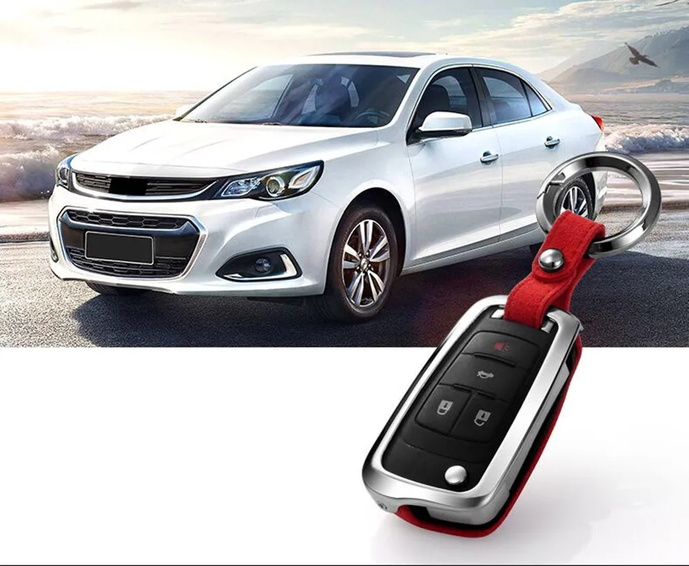 Кожаный чехол для автомобильного ключа из оцинкованного сплава Chevrolet Cruze Aveo TRAX