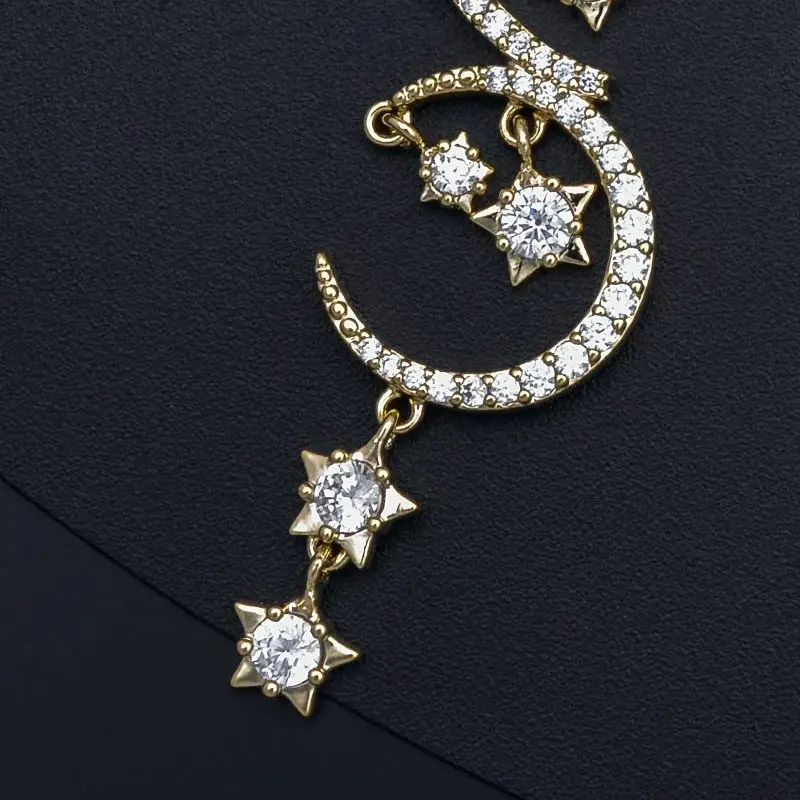 Newness AAA Cubic Zirconia Luxury Stars Moon Bridal Dress Wedding Everyday Earring Fashion Jewelry For Women | Украшения и