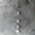 Женское прозрачное ожерелье на леске, серебряная невидимая цепочка, ожерелье для женщин, стразы колье-чокер