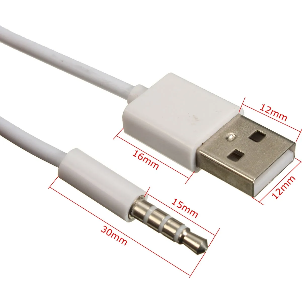 Белый USB 2 0 штекер для наушников 3 5 мм аудио AUX автомобильный кабель зарядное