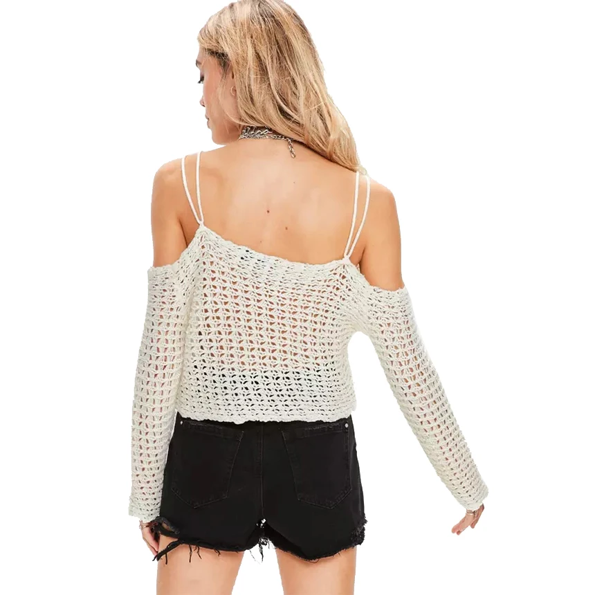Розовый Белый трикотаж sweter Леди с длинным рукавом Tricot трикотажные осень-зима