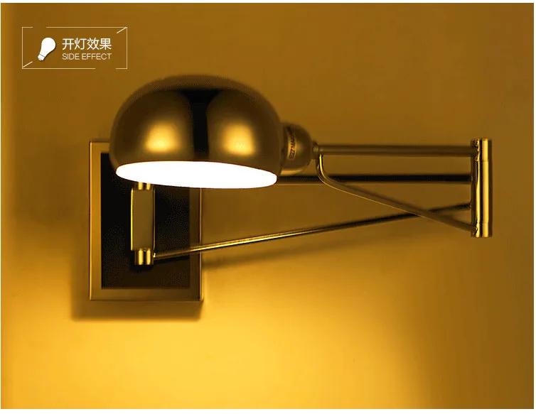 Современная хромированная настенная лампа с поворотным кронштейном гибкое