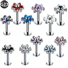 1 шт. титановый Опал пирсинг уха Козелка Хрустальный цветок орелья хрящевая Спираль пирсинг 16 г лабретка кольцо губы стержень украшения для тела