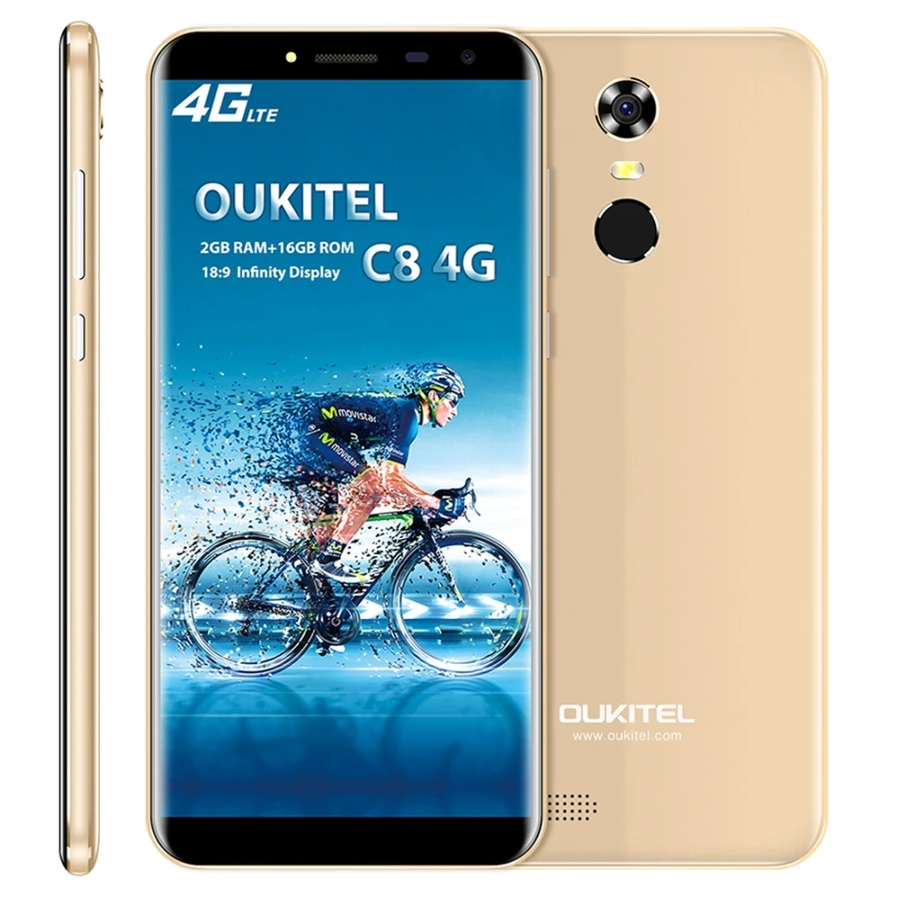 OUKITEL C8 2 ГБ + 16 смартфон отпечатков пальцев ID 5 дюймов Android 7 0 MTK6737 4 ядра LTE г Dual SIM ОТА