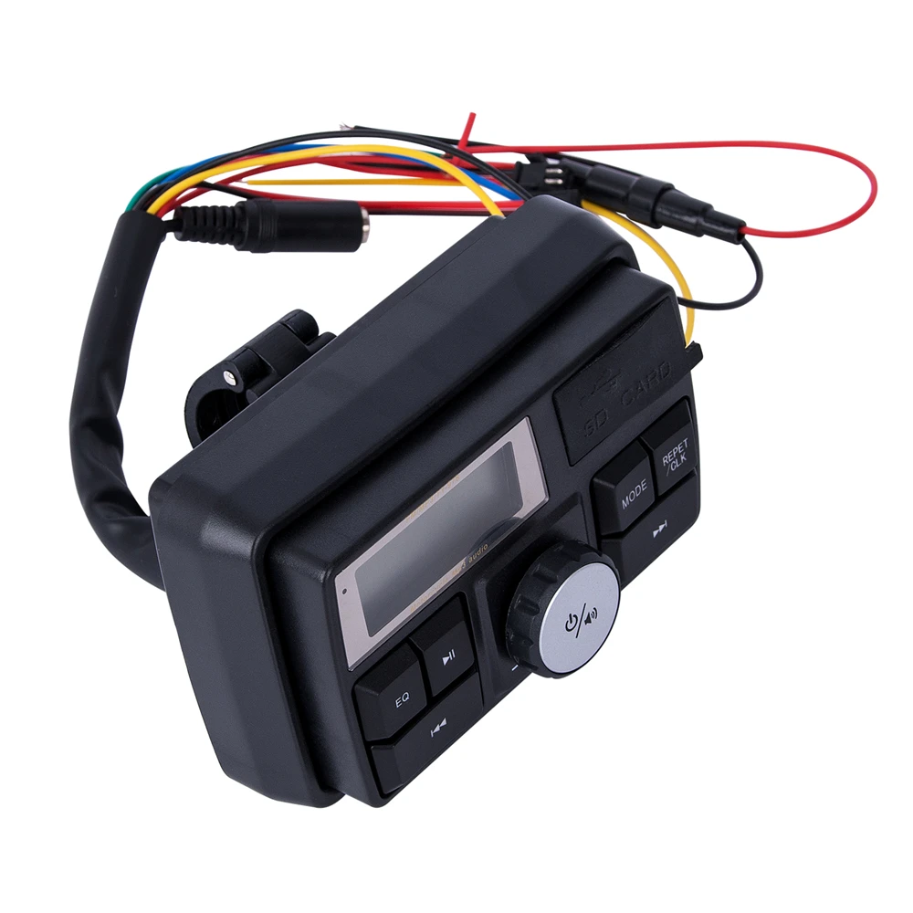 Мотоцикл руль автомобиля аудио FM TF MP3 USB/SD Ручка Бар стерео 2 колонки усилитель звуковая система сигнализация Мотоцикл Противоугонная
