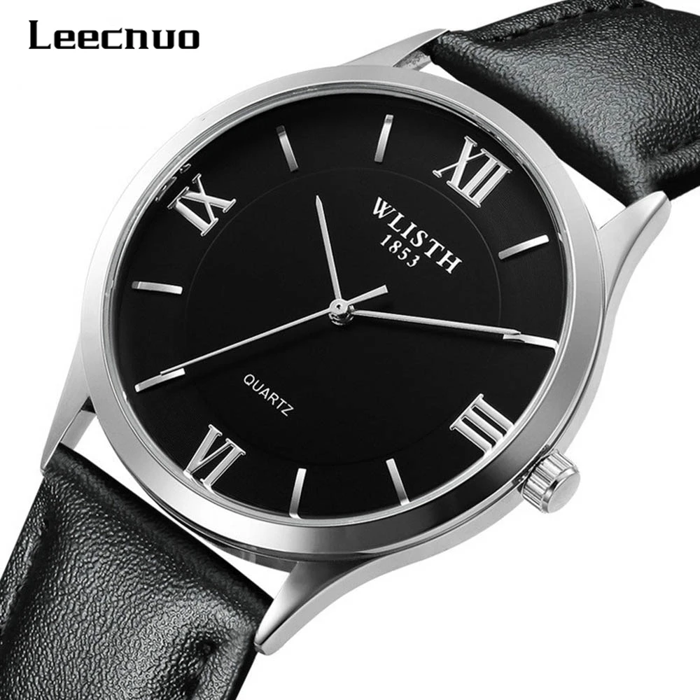 Leecnuo мужские деловые часы кварцевые наручные модные минималистичные