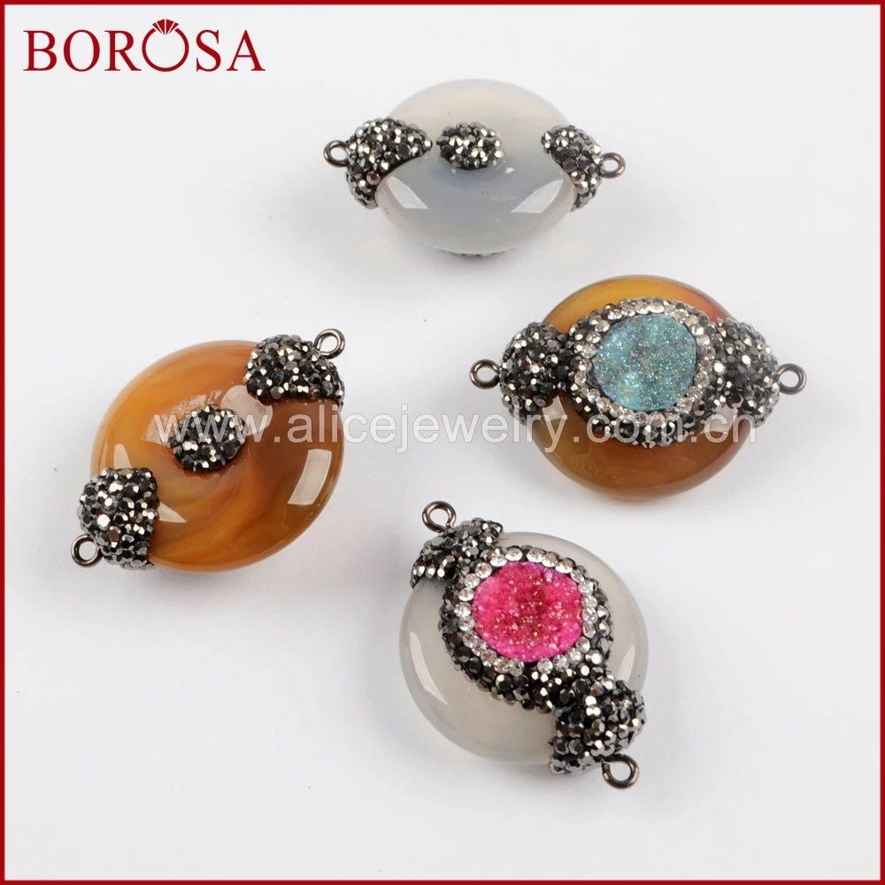 BOROSA 5/10 шт. круглый ворот ручной работы проложить природный кристалл с цирконами