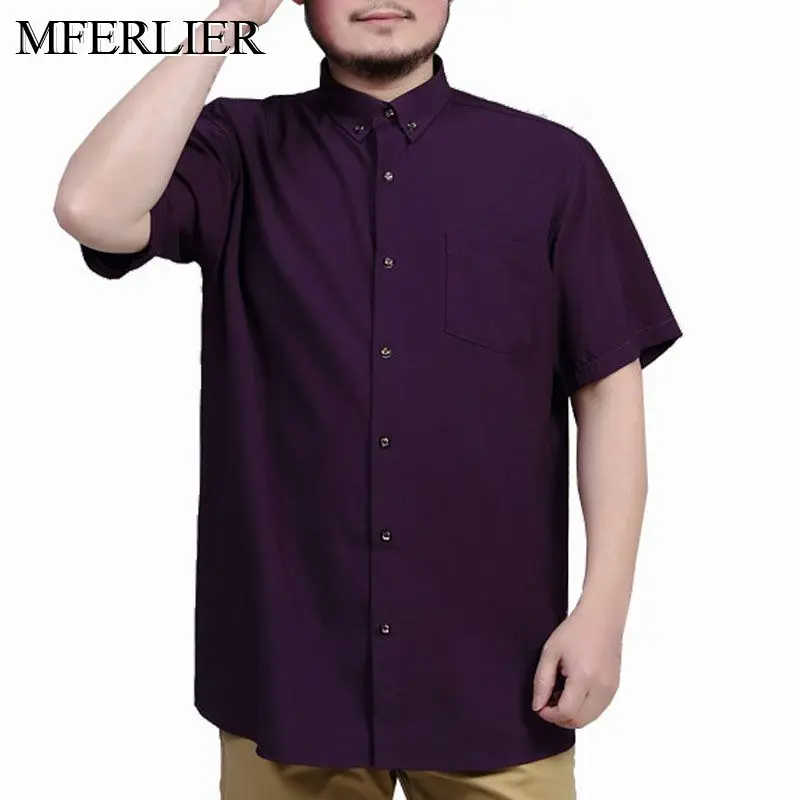 

MFERLIER Summer men shirts 5XL 6XL 7XL 8XL 9XL large size short sleeve Bust 150cm Plus size shirts men 5 colors