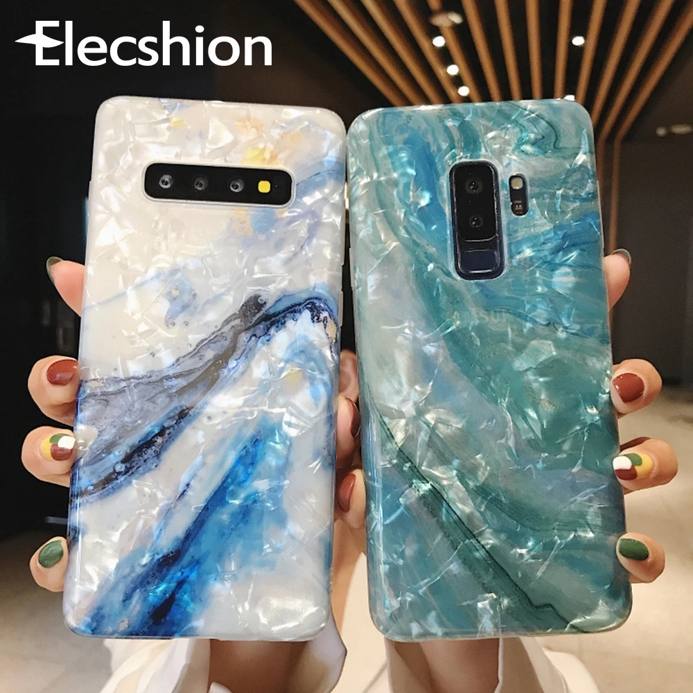 Для samsung S8 S9 чехол с блестящим корпусом мраморный для телефона S10 Plus Мягкий ТПУ