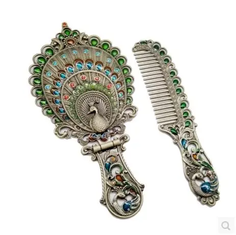 Складное зеркальное зеркало с одной ручкой и расческой J047|mirror with frame|metal mirror