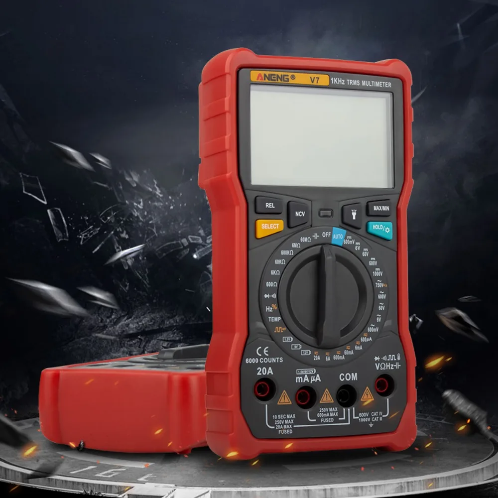 ANENG V7 6000 Counts TRUE RMS Digital Multimeter Square Wave Output Current Voltage Resistance Power Frequency Temperature Meter |