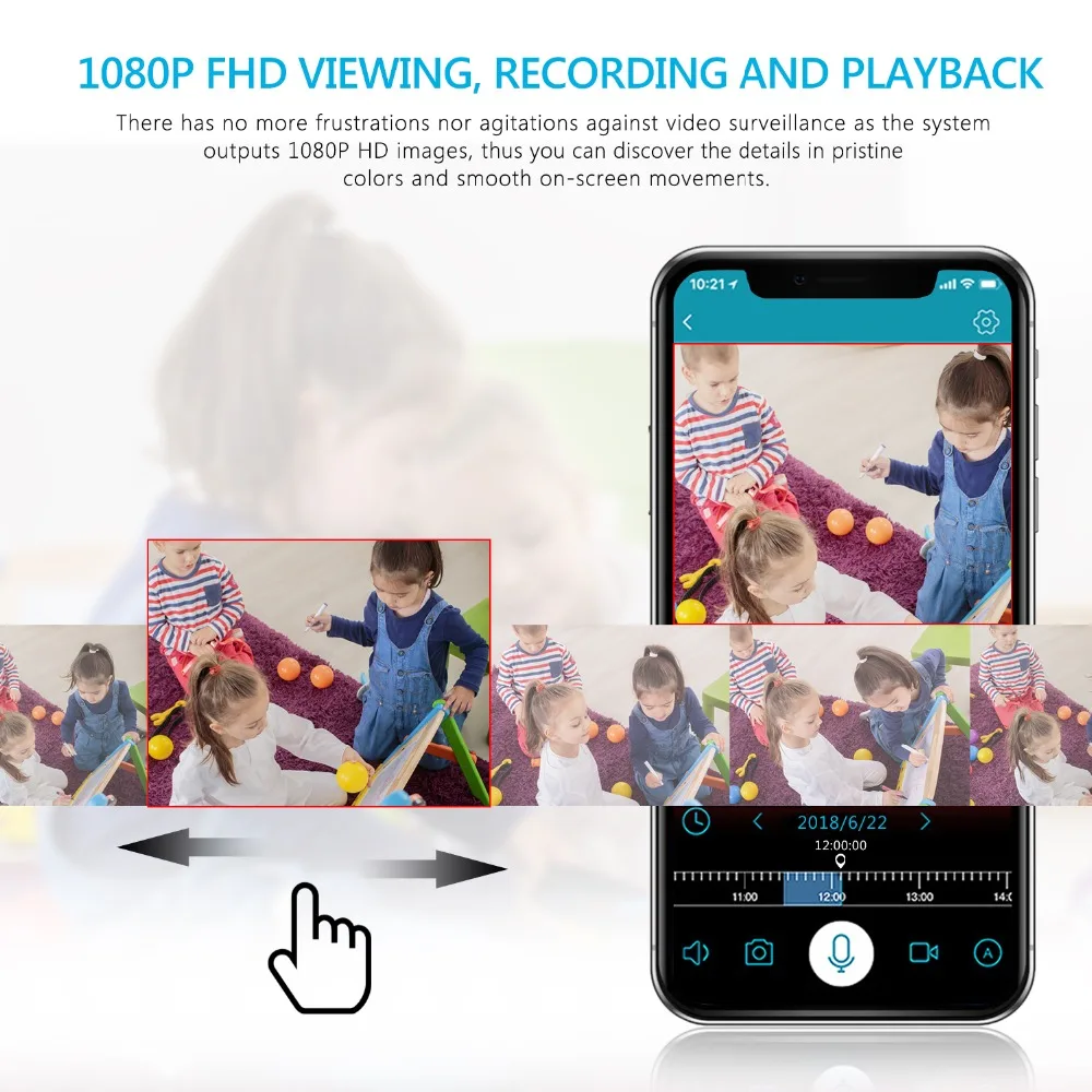 ANNKE 4CH 1080P FHD WiFi видеонаблюдение NVR система 12 дюймов HD ЖК экран Автоматическая