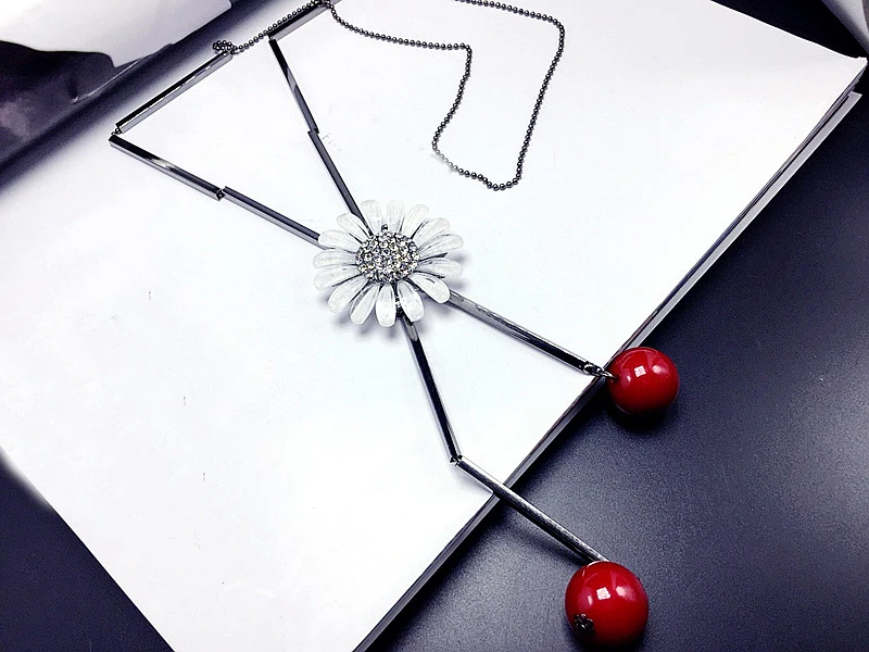 Для женщин солнце цветочный кристалл регулируемой длинной цепью ожерелья