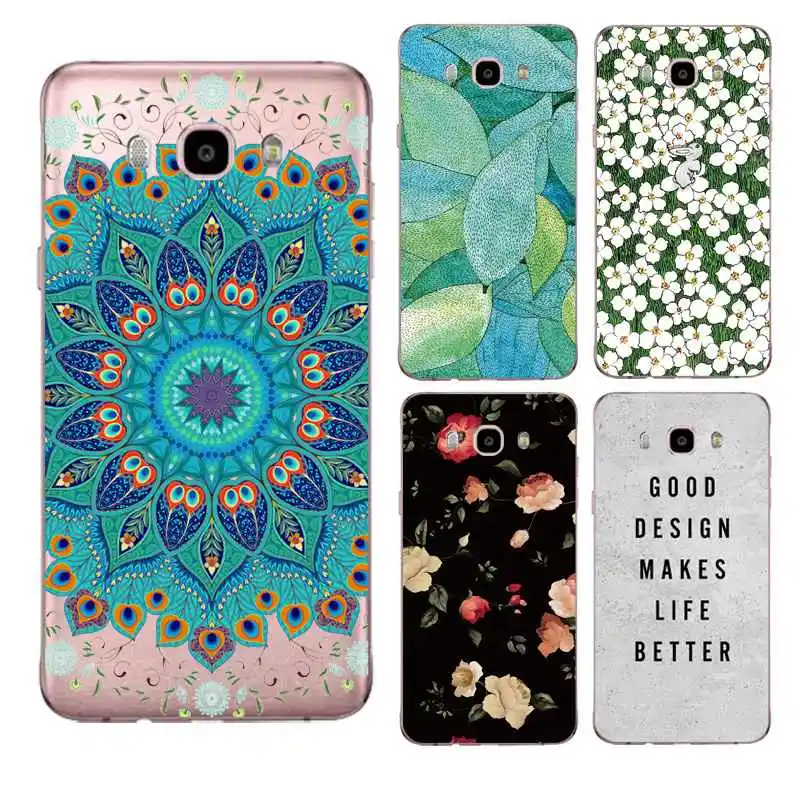 Mandala Soft Clear TPU Phone Case For Samsung J3 J5 J7 S6 S7 S8 note8 A3 A5 C7 J2prime Flora Leaf Silicone Cover Free Shipping | Мобильные