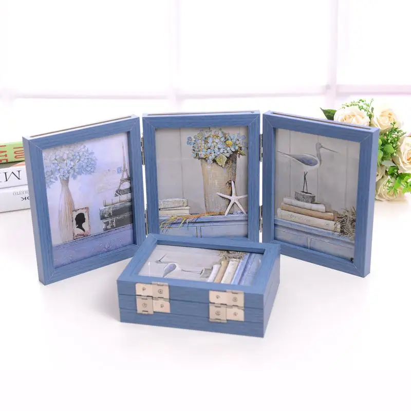 

Vintage Modern Photo Frame With Glass Painting Frame Home Art Decor Gifts Creative Imitation Wood Picture Frame Family Display