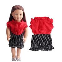 doll clothes red clothes black wave dot short skirt toy accessories fit 18 inch girl dolls and 43 cm baby doll c215