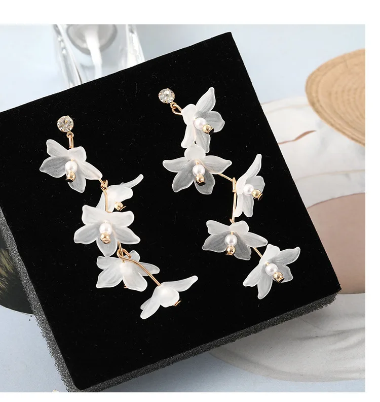 Korean Style Temperament Arcylic Petals Drops Earrings Elegant Flower Tassel Long for Women Jewelry Brincos Gifts | Украшения и