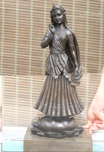 WBY 003276 24 &quotподписанный wumageqi Swami Чистая Бронзовая статуя lotus base Krishna индийский