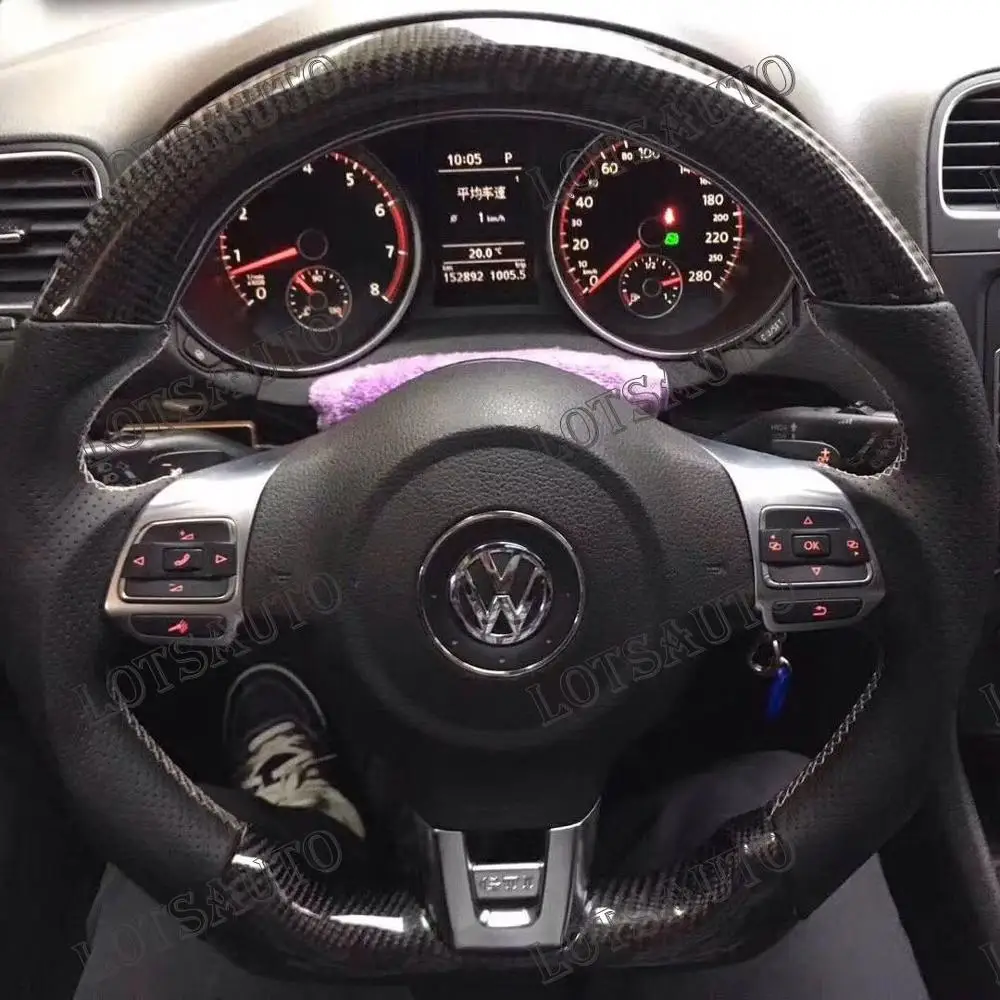 GOLF 6 GTI Настоящее углеродное волокно руль для FIT VW Golf 6 GTI MK6 Замена(немецкий флаг линии - Цвет: GOLF 6 GTI