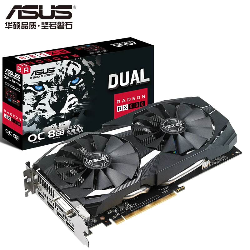 ASUS RX580 O8G Snow Leopard DUAL 1360 1380 МГц 8 ГГц игровая графика|game graphic|asus graphicsgraphic |
