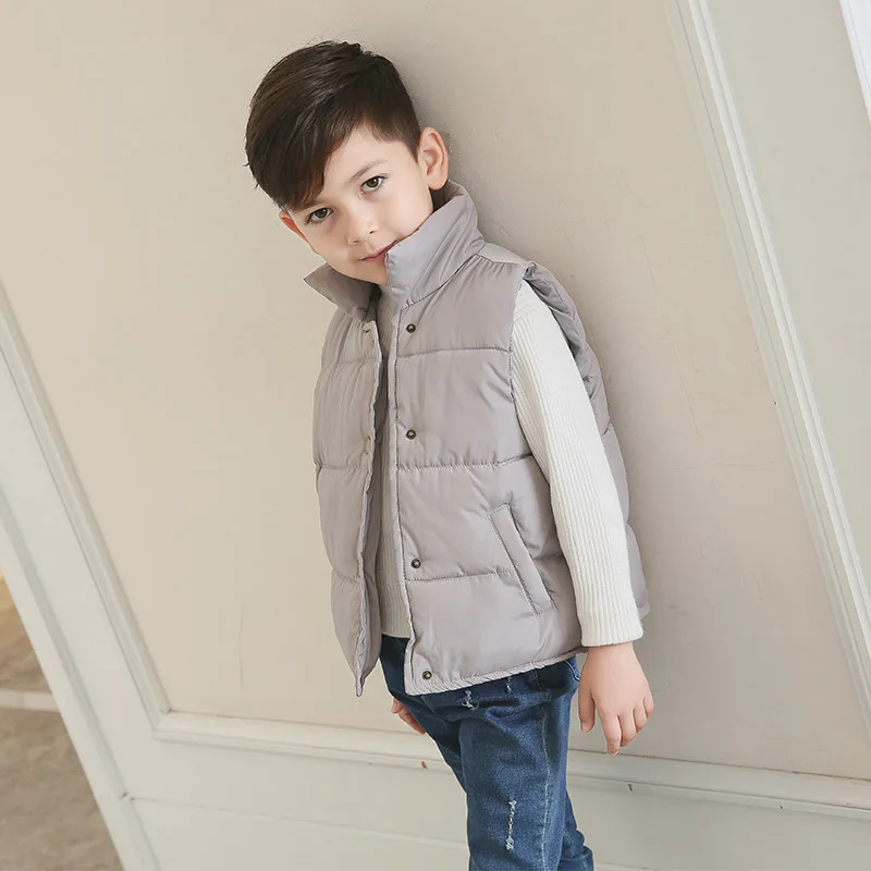 Мальчик и Девочка Новинка 2017 перо хлопчатобумажный жилет зимняя куртка для