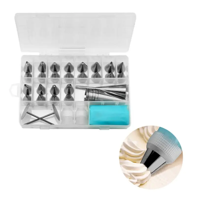8 PCs Silicone Icing Piping Cream Pastry Bag+6 Stainless Steel Kitchen Dessert Cake Decorating Tools Nozzle DIY Tips Set
