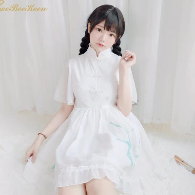

White/Black Lolita Dress Girls Cosplay Costume Adult Traditiona Buckle Republic of China Dress Cute Girl Chinese Hanfu For Women
