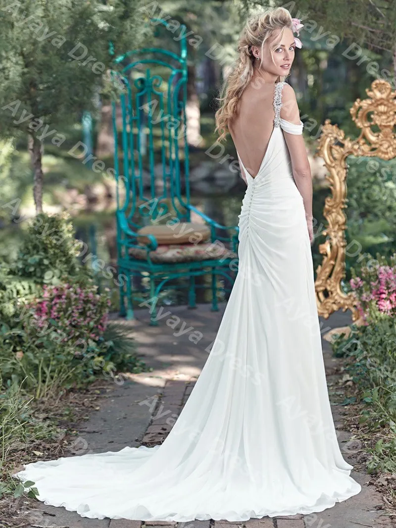 Wejanedress Robe De Mariage шифон Boho Свадебное платье 2017 спинки пляж свадебное со съемной