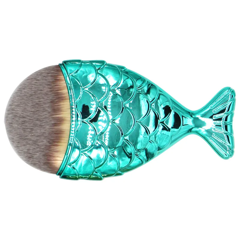 1 шт. большой круглый Top Фонд Русалка щетку мягкие волокна пудра Blush Brush портативный рыбий хвост Фонд Make up brush