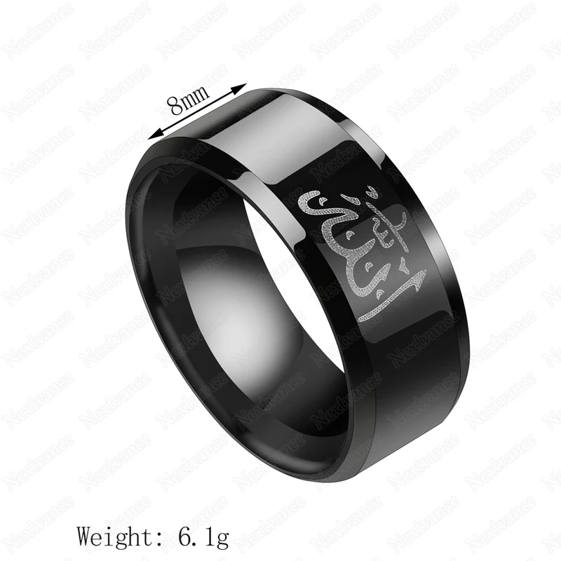 Nextvance Stainless Steel Muslim Allah Rings For Men Black Matte Couple Ring Engagement Wedding Lover | Украшения и аксессуары